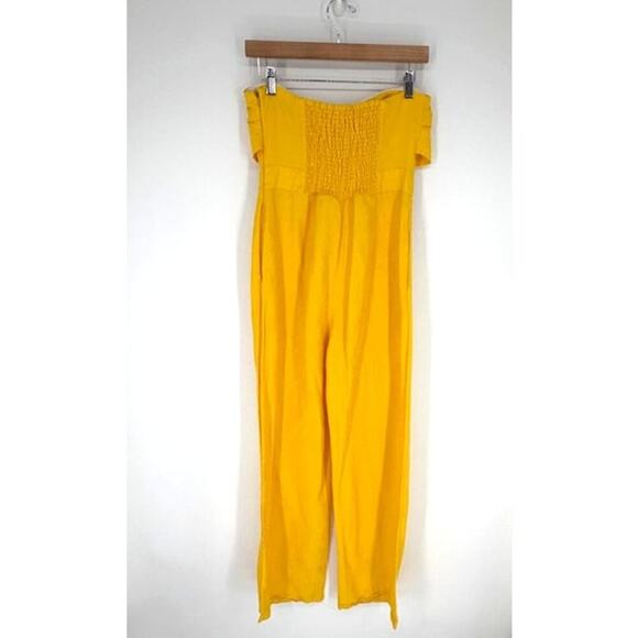 Derek Lam Yellow Strapless Sleeveless Smocked Back Jumpsuit with Front Bow – 8 - Picture 4 of 9